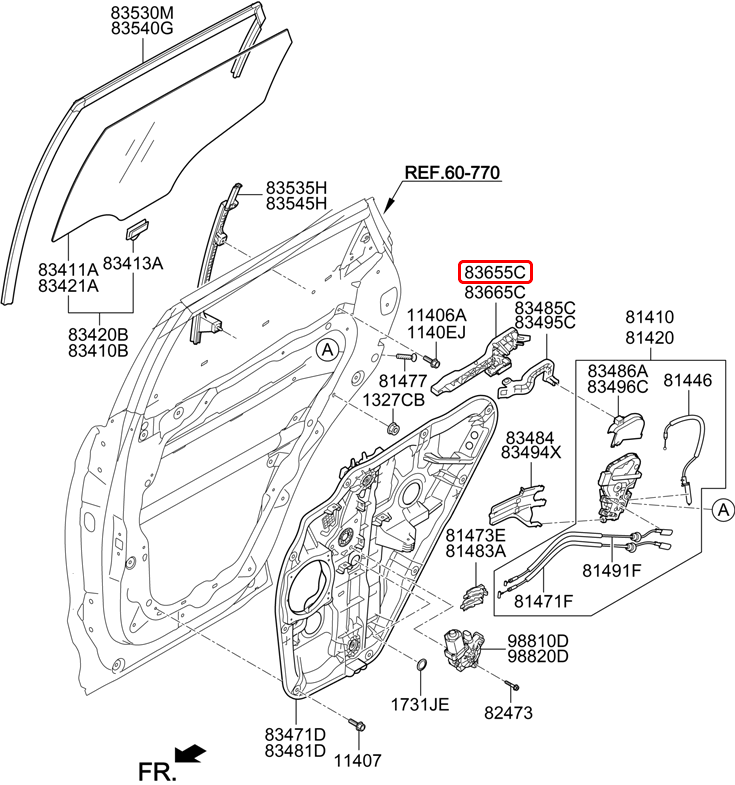 Đế tay cửa chính hãng HYUNDAI LH | 836552W000 tại HCM