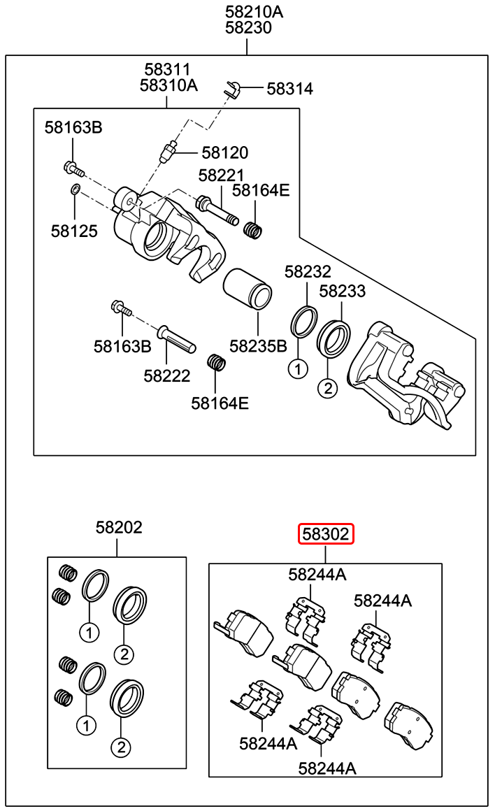 Bố thắng sau chính hãng HYUNDAI | 583022LA31 tại HCM