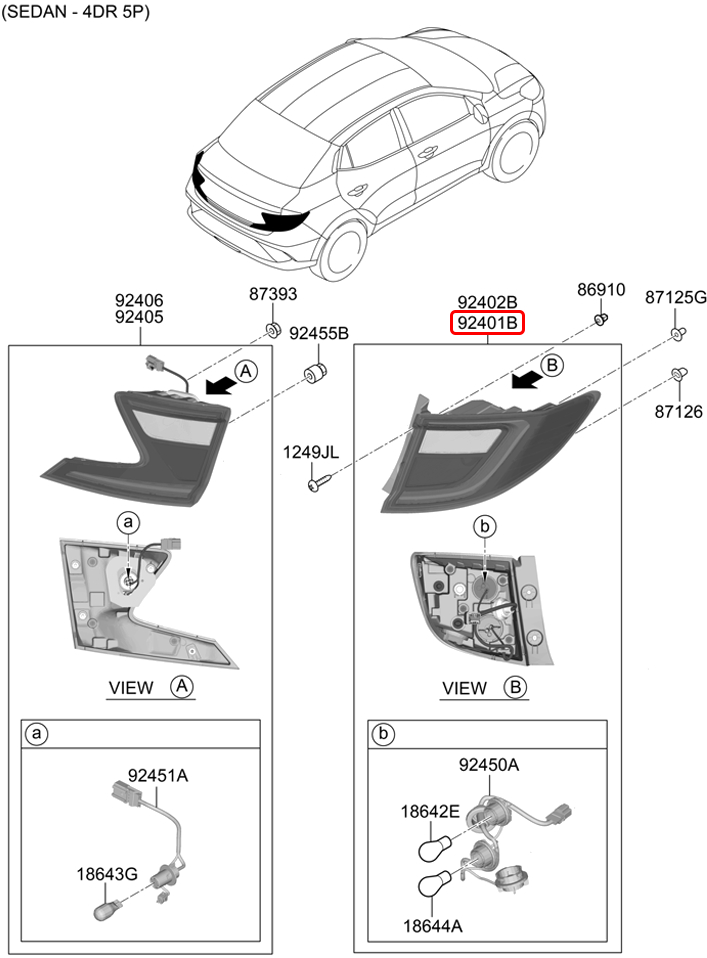 Đèn lái chính hãng HYUNDAI LH | 92401K6000 tại HCM