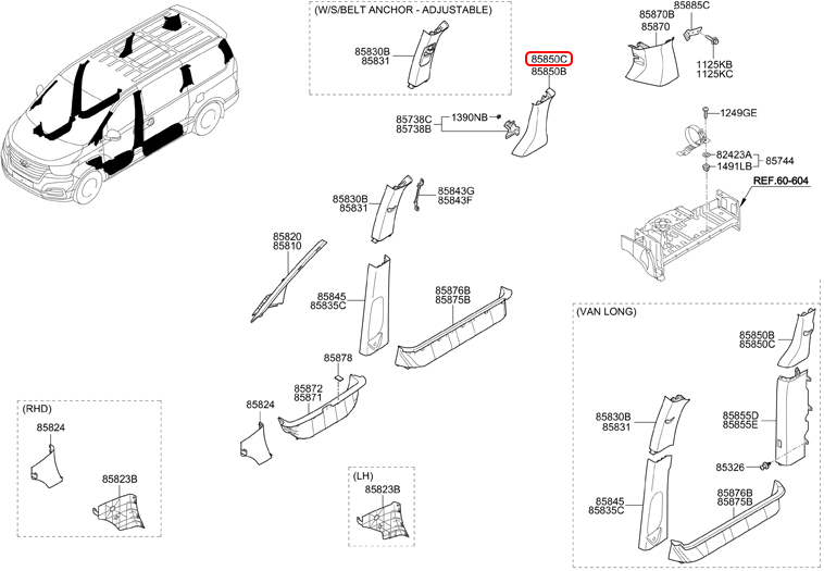 Ốp trụ c chính hãng HYUNDAI RH | 858604H000TX tại HCM