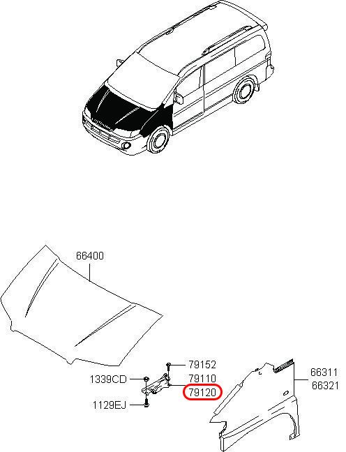 Bản lề capo Starex 06 RH, 791204A700, HYUNDAI HCM, KIA HCM, chính hãng HYUNDAI