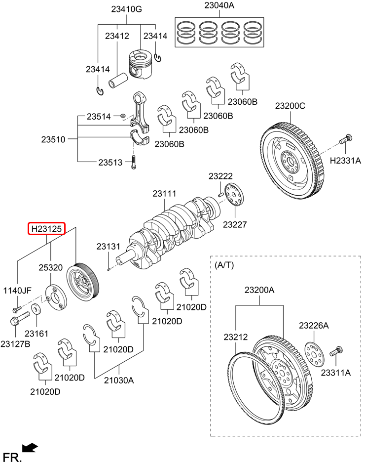 Puly cốt máy chính hãng HYUNDAI | 231234A700 tại HCM