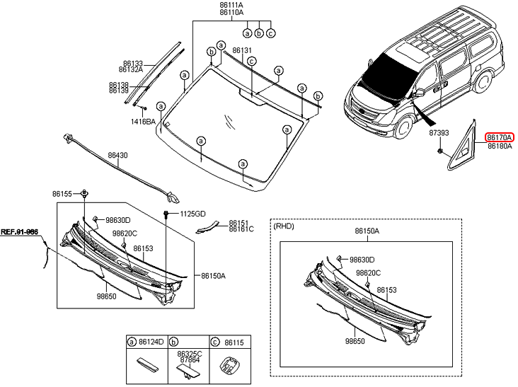 Kính chết tam giác trước chính hãng HYUNDAI LH | 861704H050 tại HCM