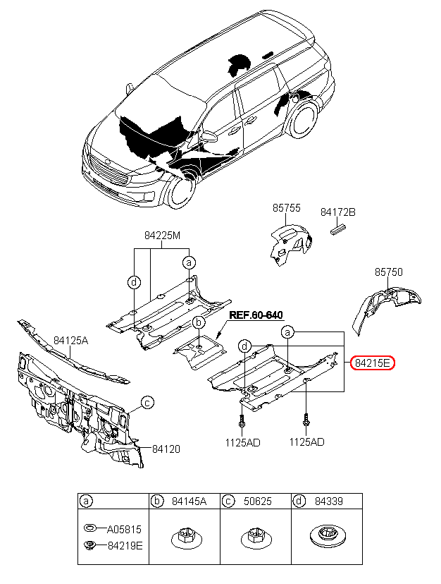 Nắp đậy mảng sàn giữa bên, trái KIA Sedona, 84215A9000,chính hãng KIA HCM