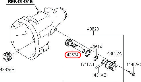 Nhông công tơ mét Libero 05 2.5 động cơ D4BH, 436244A010, HYUNDAI HCM, KIA HCM, chính hãng HYUNDAI