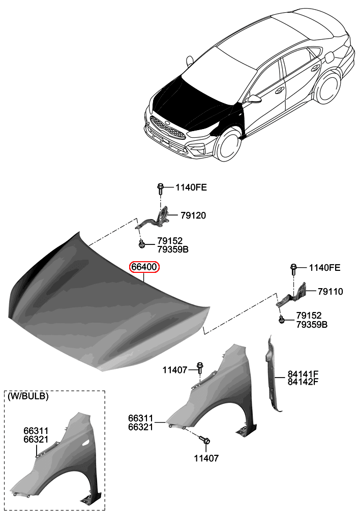 Capo KIA Cerato 19, 66400M6000,chính hãng KIA HCM