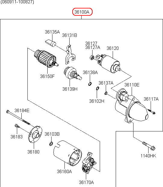 Đề máy KIA Rio 06, 3610026860,chính hãng KIA HCM