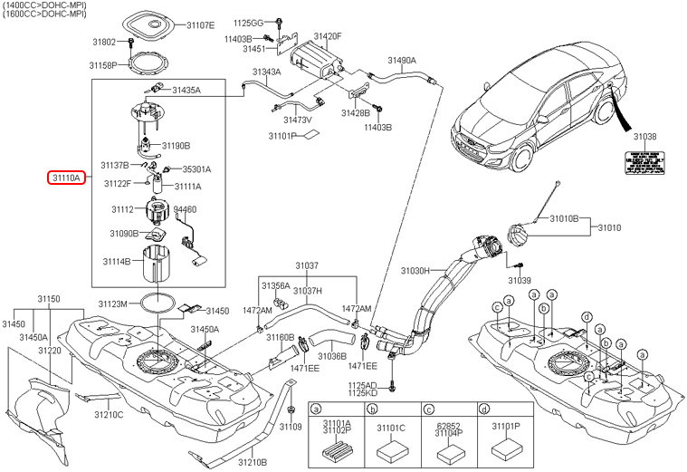 Cụm bơm xăng chính hãng HYUNDAI | 311101R100 tại HCM