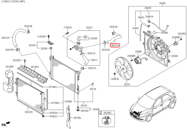 Ống két nước trên chính hãng HYUNDAI | 25411C7100 tại HCM