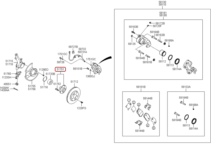 Moay ơ trước chính hãng HYUNDAI | 517502H000 tại HCM