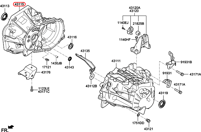 Vỏ hộp số KIA Morning 12 1.2 phần đầu, 4311502522, 4311502523,chính hãng KIA HCM