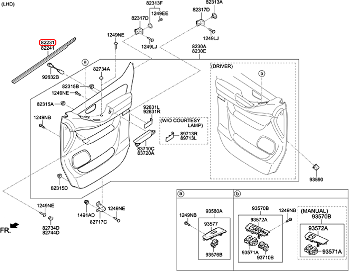 Nẹp chân kính trong chính hãng HYUNDAI trước LH | 822314H000 tại HCM