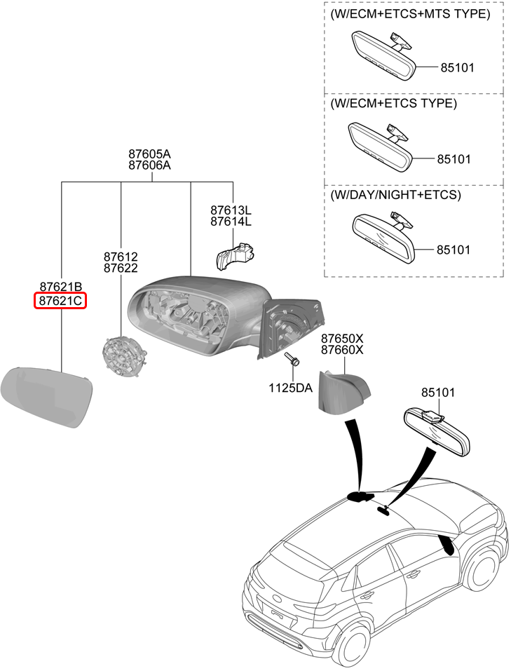 Mặt kính chiếu hậu chính hãng HYUNDAI LH | 87611J9010 tại HCM