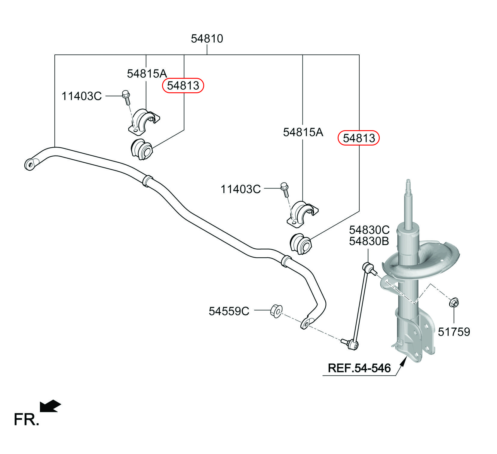 Cao su cân bằng trước Starex 07-18, 548134H000, HYUNDAI HCM