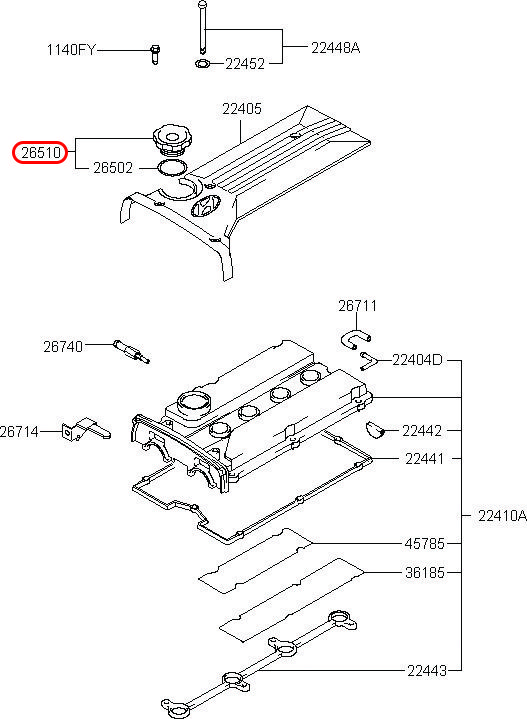 Nắp nhớt Starex 06, 2651038000, HYUNDAI HCM, KIA HCM, chính hãng HYUNDAI