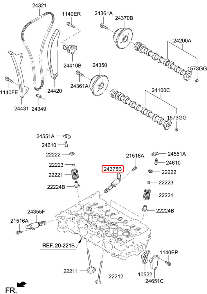 Van điều khiển nhớt trục cam xả chính hãng HYUNDAI | 243752E100 tại HCM