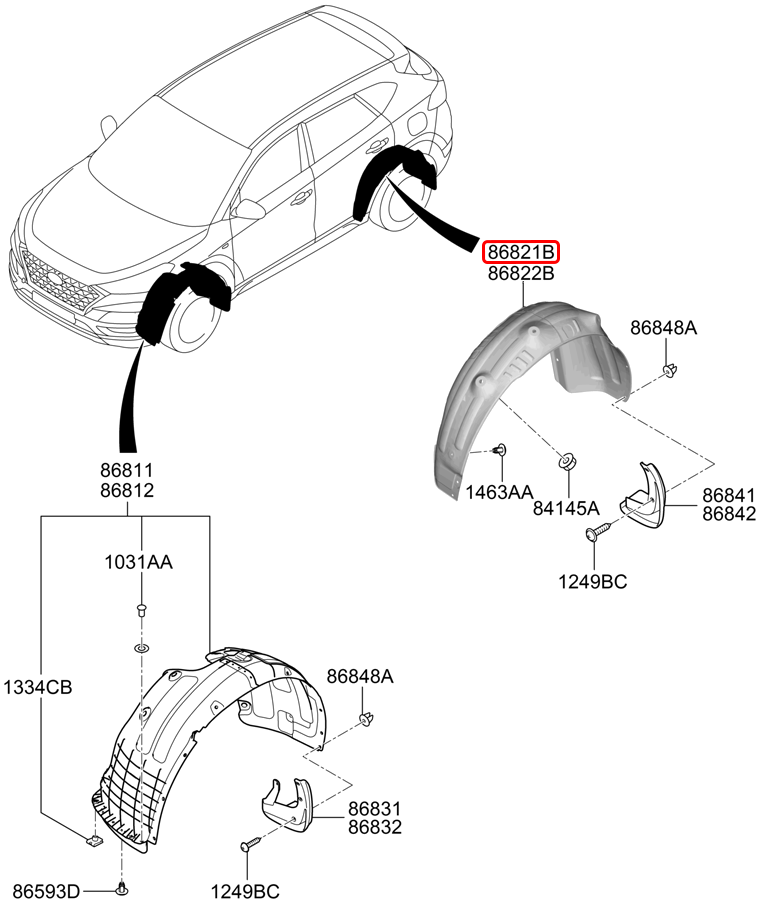 Lòng dè sau chính hãng HYUNDAI LH | 86821D3500 tại HCM