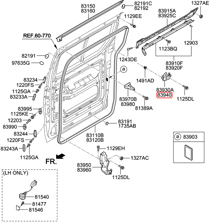 Bản lề cửa lùa chính hãng HYUNDAI RH | 839404H000 tại HCM