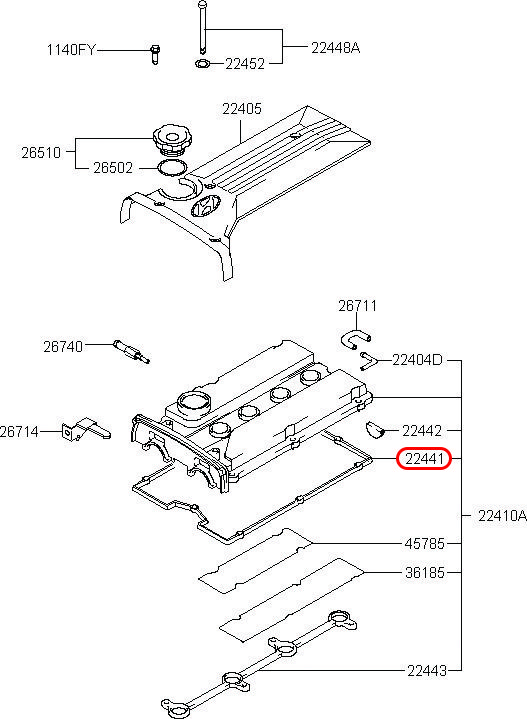 Nắp quy lát Starex 06, 2244138010, HYUNDAI HCM, KIA HCM, chính hãng HYUNDAI