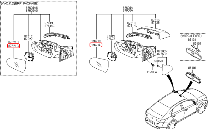 Mặt kính chiếu hậu chính hãng HYUNDAI LH | 87611H6000 tại HCM