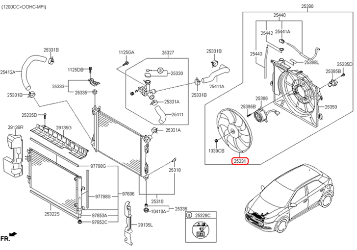 Cánh quạt két nước chính hãng HYUNDAI | 25231C7390 tại HCM