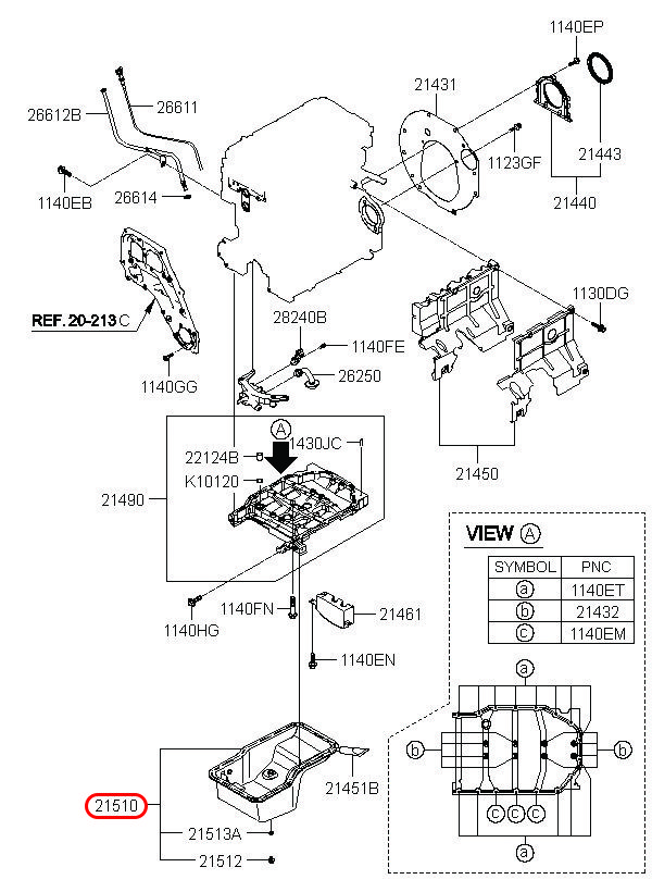 Các te nhớt Libero 05 2.5 động cơ D4CB, 215104A001, HYUNDAI HCM, KIA HCM, chính hãng HYUNDAI