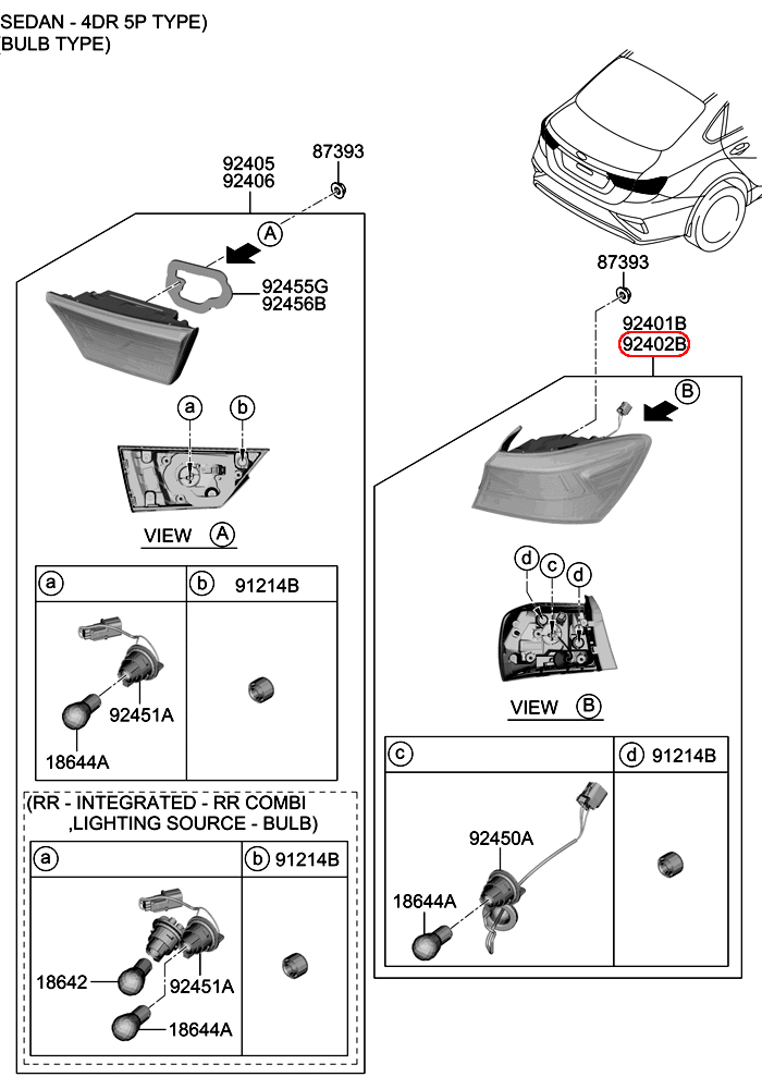 Đèn lái KIA Cerato 19 RH, 92402M6100,chính hãng KIA HCM