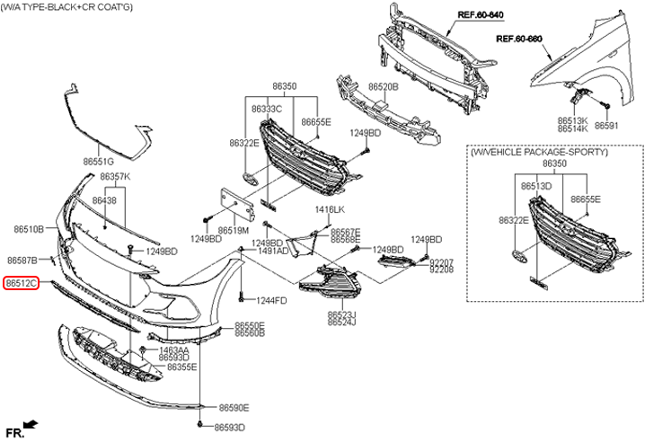 Lưới cản trước chính hãng HYUNDAI | 86561F2500 tại HCM