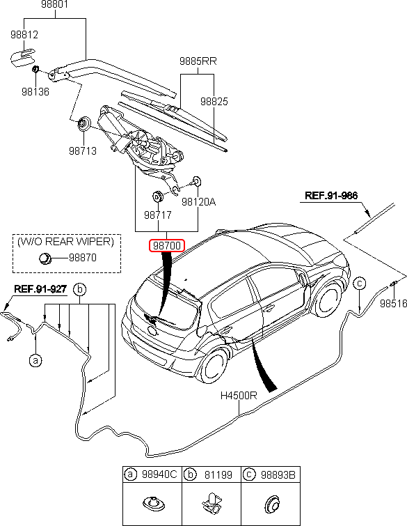 Mô tơ gạt mưa sau chính hãng HYUNDAI | 987001J000 tại HCM