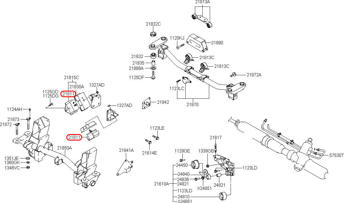 Cao su chân máy Starex 06, 218114A200, HYUNDAI HCM, KIA HCM, chính hãng HYUNDAI