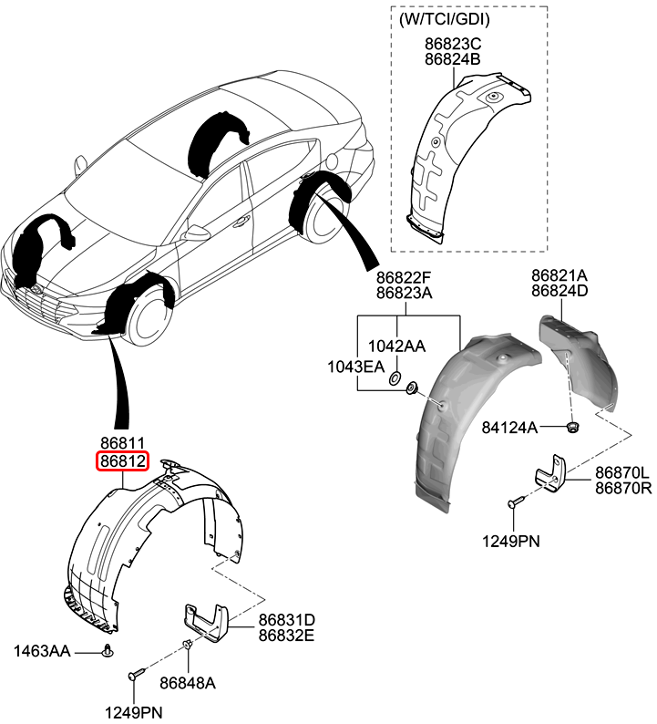 Lòng dè trước chính hãng HYUNDAI RH | 86812F2800 tại HCM