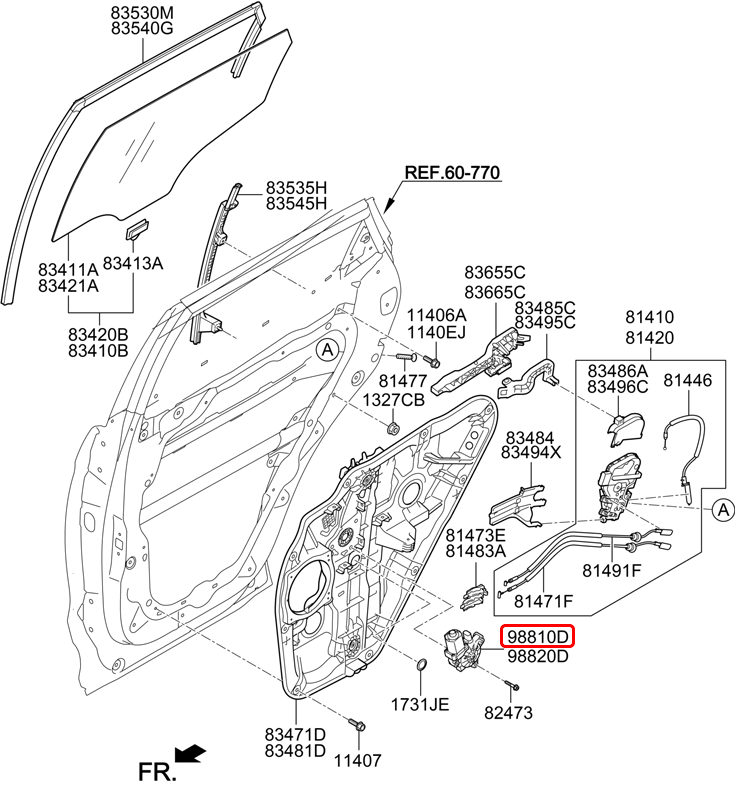 Mô tơ nâng kính sau chính hãng HYUNDAI LH | 834502W000 tại HCM