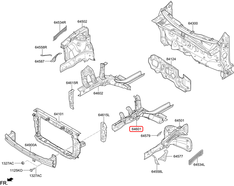 Dầm dọc trước chính hãng HYUNDAI LH | 64605H6900 tại HCM