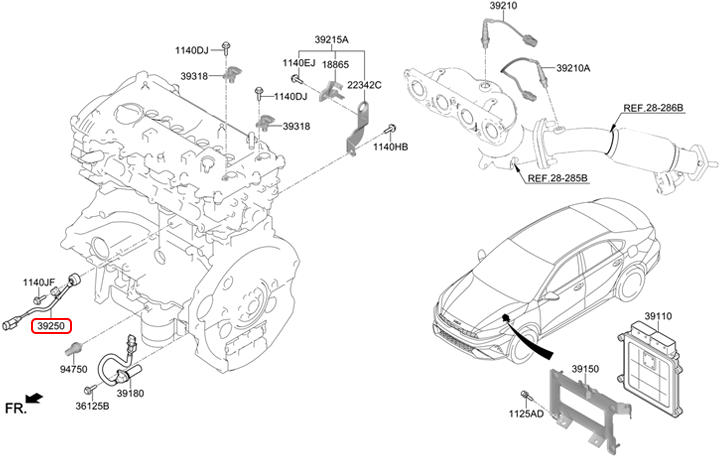 Cảm biến tiếng gõ động cơ chính hãng HYUNDAI | 392502E000 tại HCM