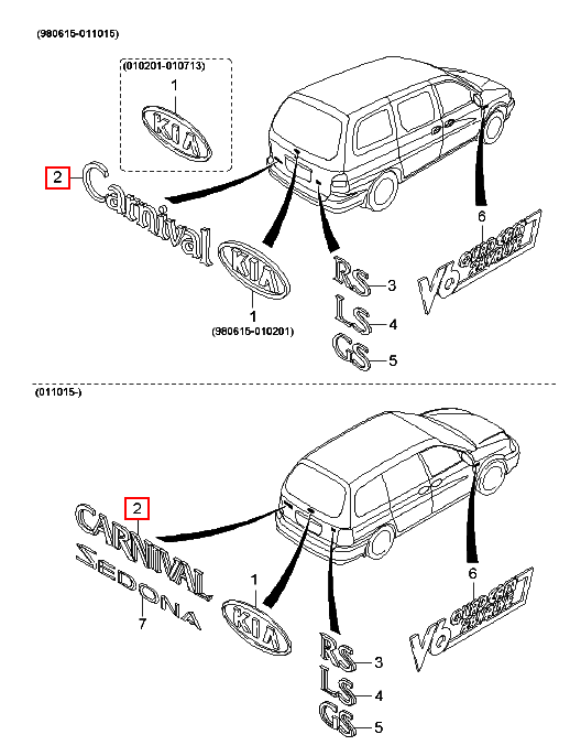 Chữ KIA Carnival 98-05, 0K54A51741A,chính hãng KIA HCM