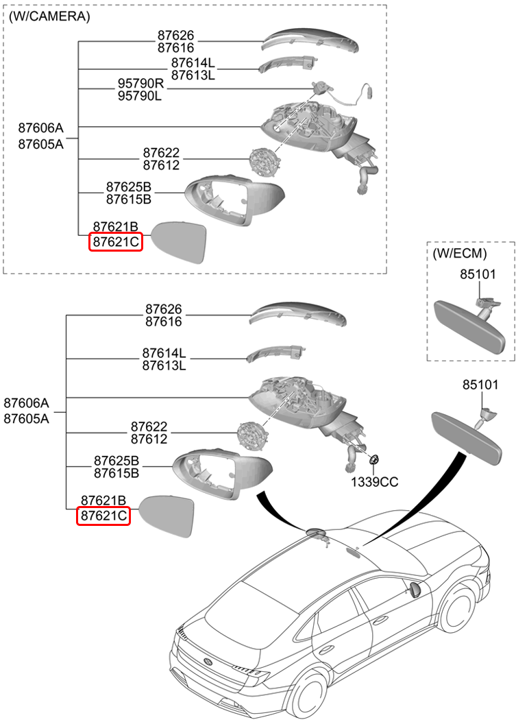 Mặt kính chiếu hậu chính hãng HYUNDAI LH | 87611L1030 tại HCM