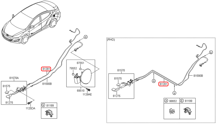 Dây mở cốp chính hãng HYUNDAI | 812803X000 tại HCM