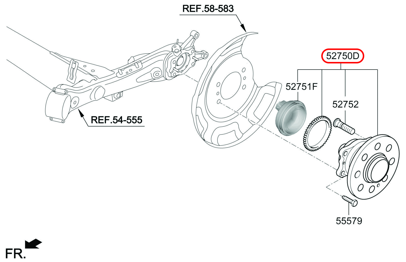 Bạc đạn bánh sau chính hãng HYUNDAI, 52750F9100, phụ tùng ô tô HYUNDAI, phụ tùng ô tô KIA, phụ tùng chính hãng HYUNDAI tại HCM, phụ tùng chính hãng KIA tại HCM