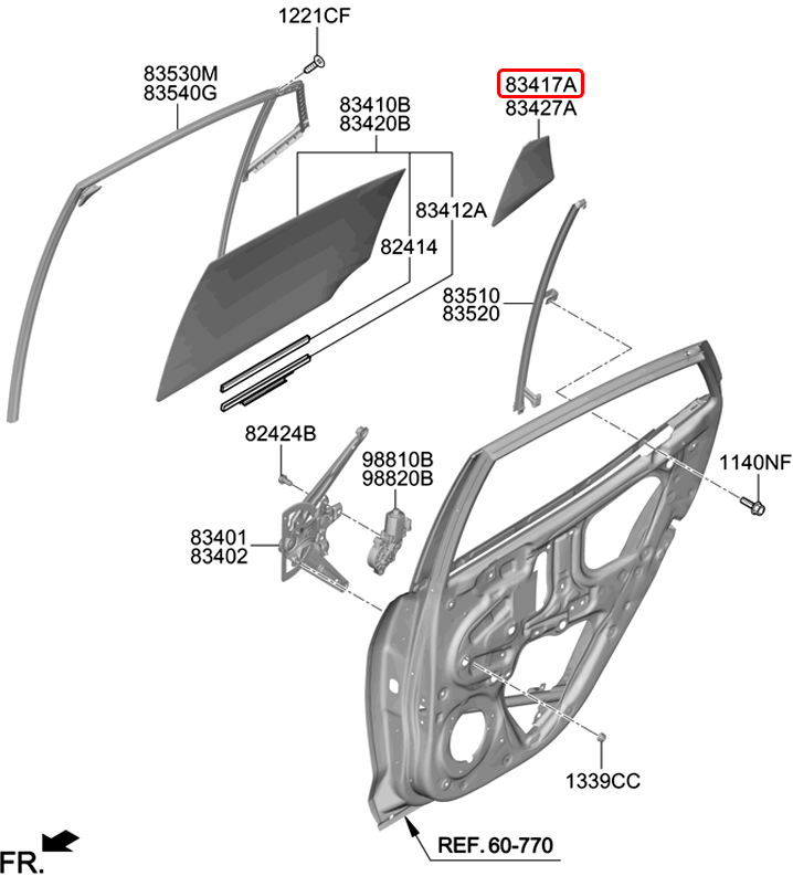 Kính chết cửa sau chính hãng HYUNDAI LH | 83417K6400 tại HCM