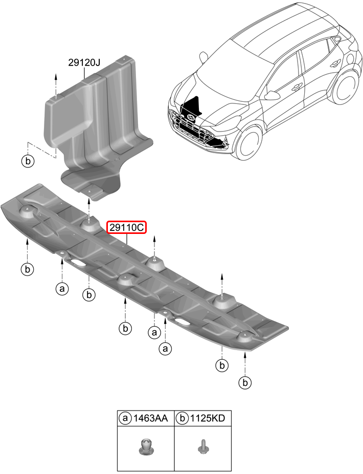 Chắn bùn động cơ chính hãng HYUNDAI | 29110K6000 tại HCM