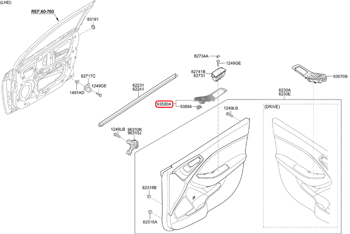 Công tắc nâng kính phụ chính hãng HYUNDAI | 93580C80004X tại HCM