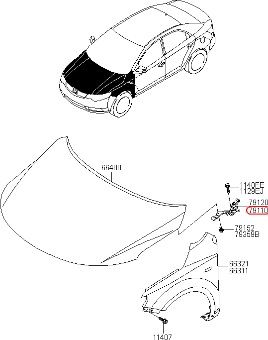 Bản lề capo KIA Forte LH, 791101M000, chính hãng KIA HCM