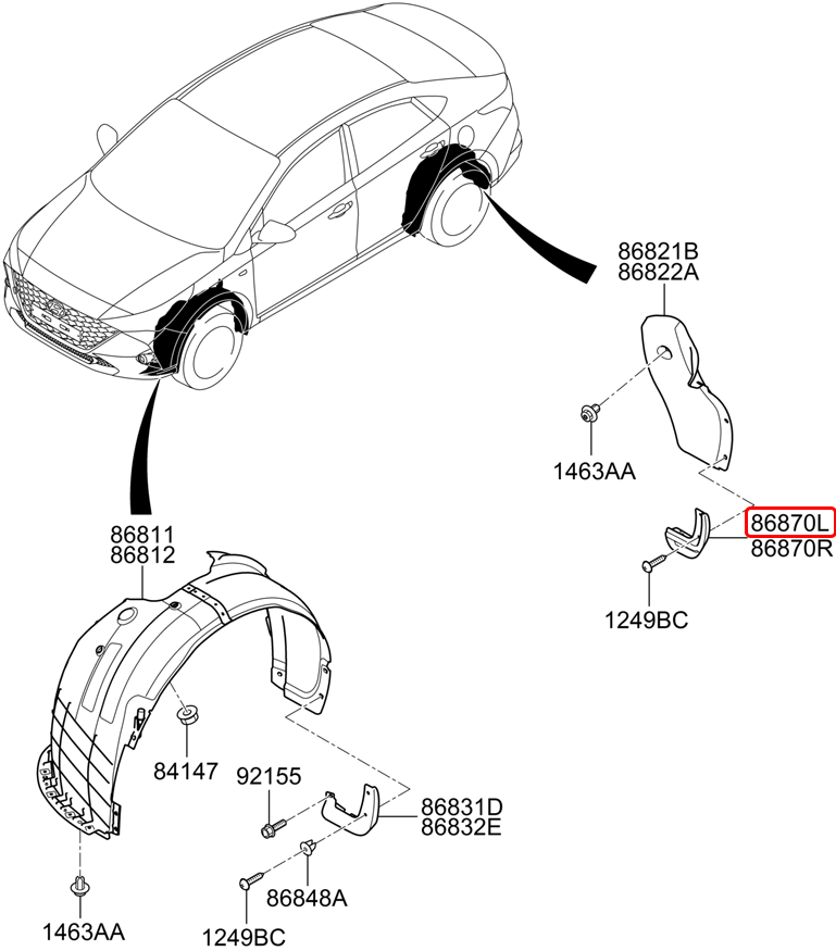 Chắn bùn bánh sau chính hãng HYUNDAI LH | 86841H6500 tại HCM