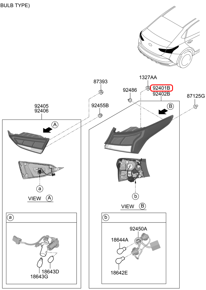 Đèn lái chính hãng HYUNDAI LH | 92401H6500 tại HCM