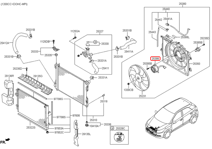 Mô tơ quạt két nước chính hãng HYUNDAI | 253861R120 tại HCM