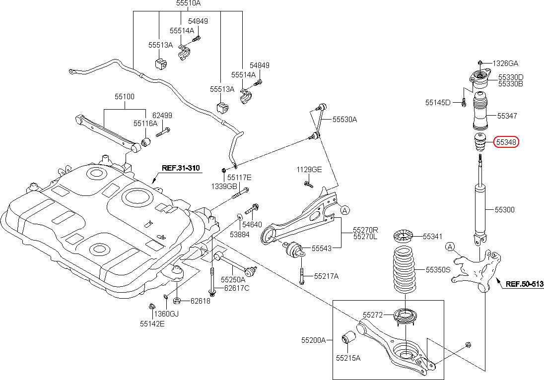 Cao su tăng bông nhún sau chính hãng HYUNDAI | 553483K010