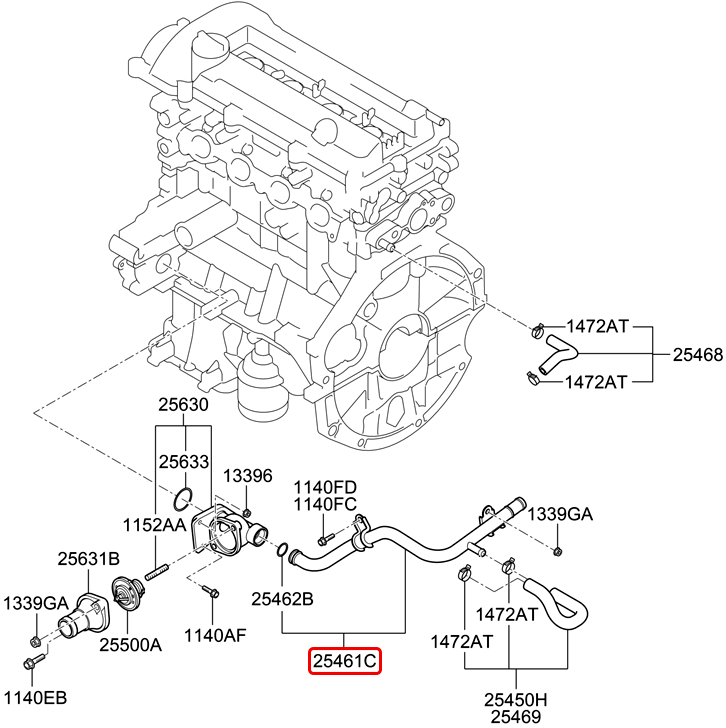 Ống nước thân máy chính hãng HYUNDAI 1.2 | 2545003002 tại HCM