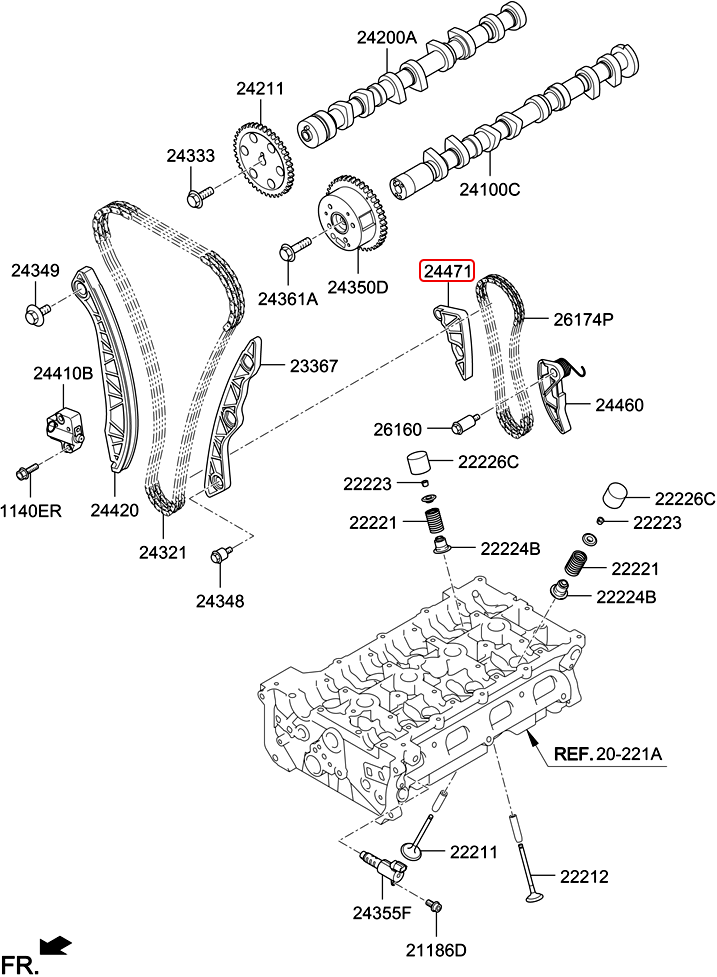 Tỳ sên cam chính hãng HYUNDAI bơm nhớt RH | 2447125001 tại HCM