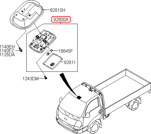 Đèn trần trước chính hãng KIA | 928502F000KL tại HCM