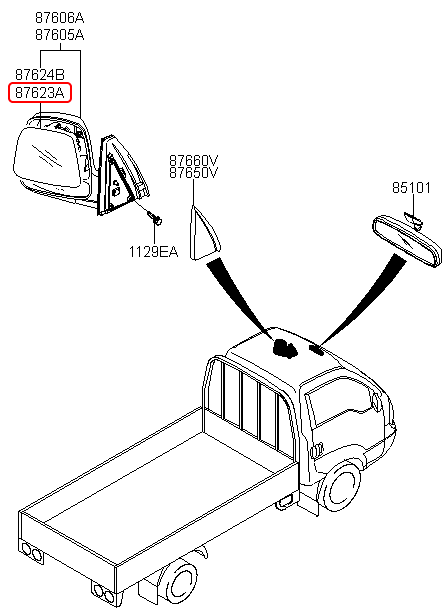 Mặt kính chiếu hậu chính hãng KIA LH | 876114E200 tại HCM